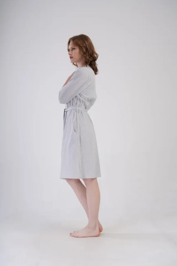 Halat dama, Vienetta model Soft Embrace, bumbac, cordon in talie, buzunar - imagine 2