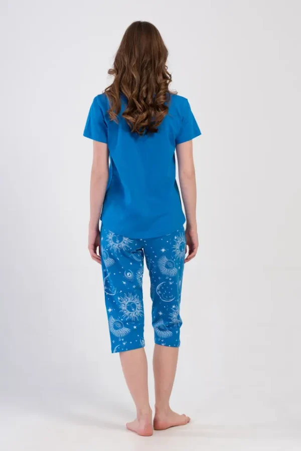 Pijamale dama, Vienetta, model Sky Dream, bumbac, albastru - imagine 2