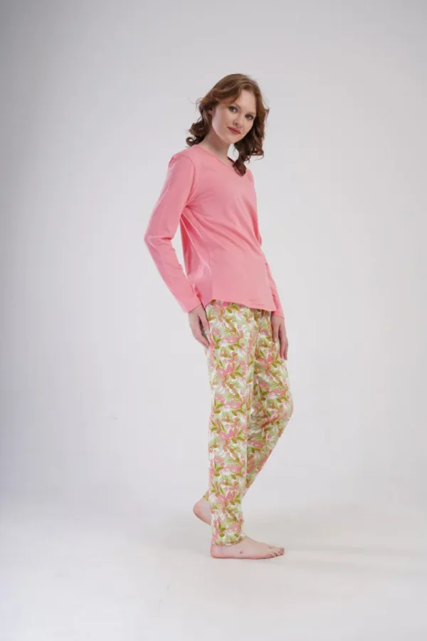Pijamale dama, Vienetta, model Good Life, bumbac, corai - imagine 3