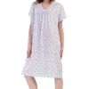 Camasa de noapte, Vienetta, model Floral Serenity, bumbac, alb/albastru