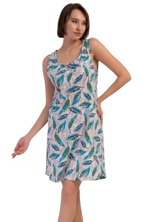 Camasa de noapte, Vienetta, model Pure Comfort, bretele, bumbac, turcoaz