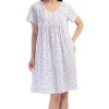Camasa de noapte, Vienetta, model Morning Glow, bumbac, alb/albastru