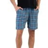 Pantaloni de pijama barbati, Vienetta Man, model Star Nest, bumbac, carouri, buzunare, albastru