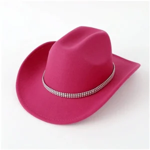 Palarie dama, model Western Louis, curelusa, ciclam, marime ajustabila si universala
