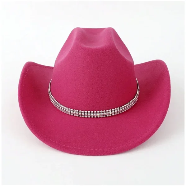 Palarie dama, model Western Louis, curelusa, ciclam, marime ajustabila si universala - imagine 2