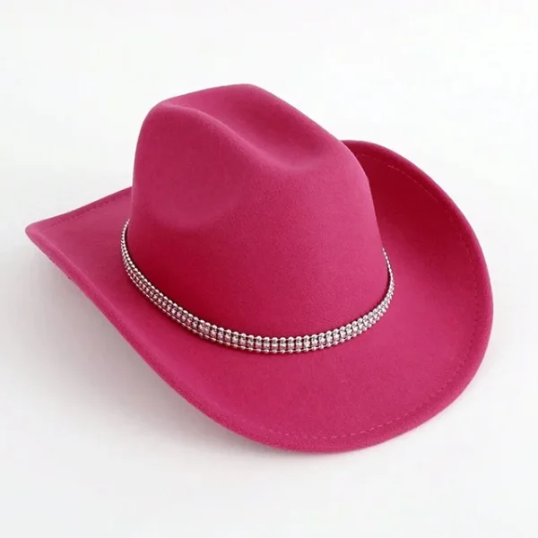 Palarie dama, model Western Louis, curelusa, ciclam, marime ajustabila si universala - imagine 3
