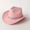Palarie dama, model Western Louis, curelusa, roz prafuit, marime ajustabila si universala