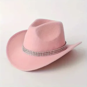 Palarie dama, model Western Louis, curelusa, roz prafuit, marime ajustabila si universala