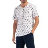 Pijamale barbati, Vienetta Man, model Talves, bumbac, buzunare, alb/bleumarin