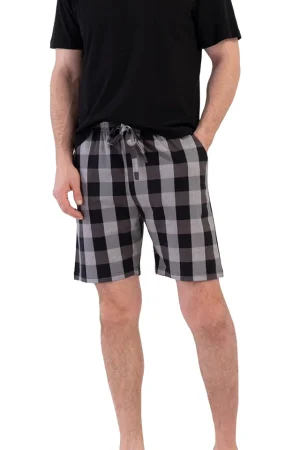 Pantaloni de pijama barbati, Vienetta Man, model Cozy Fi, bumbac, carouri, buzunare, gri