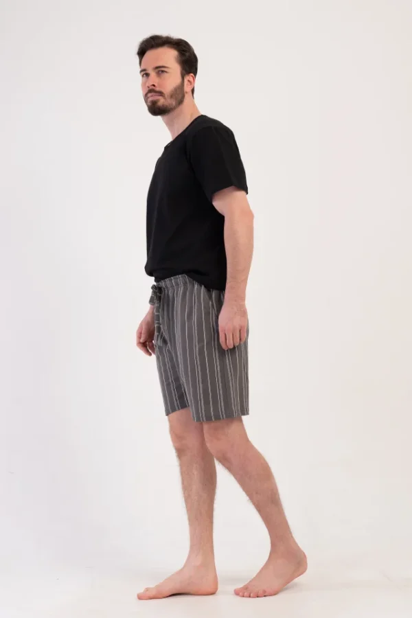 Pantaloni de pijama barbati, Vienetta Man, model SleepVibe, bumbac, buzunare, gri - imagine 4