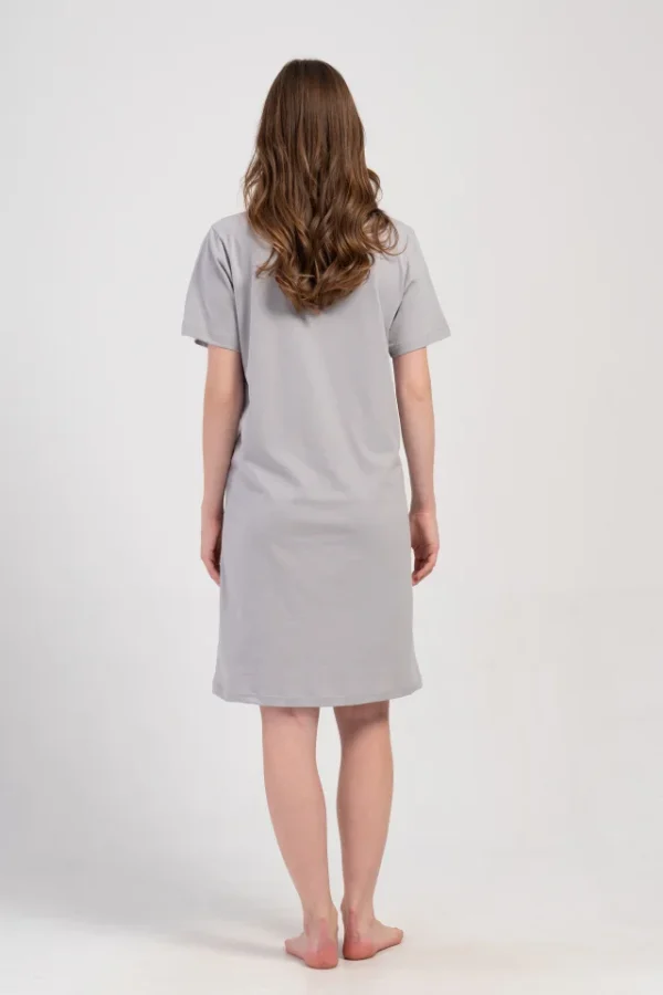 Camasa pentru alaptat, Vienetta, model Minimalist Gray, pentru mamici, bumbac, orificii laterale pentru alaptat incheiate cu fermoar - imagine 2