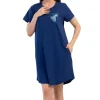 Camasa de noapte, Vienetta, model Desire Blu, bumbac, bleumarin