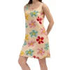 Camasa de noapte, Vienetta, model Yellow Blossom, bretele late, bumbac, galben