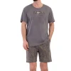 Pijamale barbati, Vienetta Man, model New World, bumbac, buzunare, gri