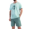 Pijamale barbati, Vienetta Man, model Disturbed, bumbac, buzunare, verde