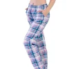 Pantaloni de pijama dama, Vienetta, MultiPink, buzunare, snur intalie, pantaloni lungi, albastru