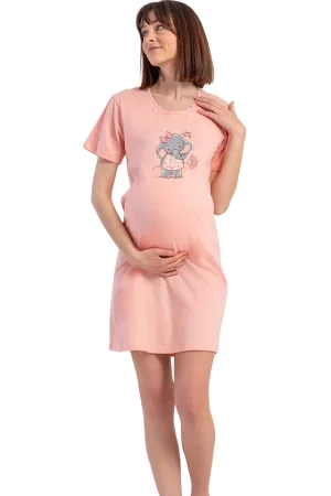 Camasa pentru alaptat, Vienetta, model Baby Cici, pentru mamici, bumbac, orificii laterale pentru alaptat incheiate cu fermoar, corai