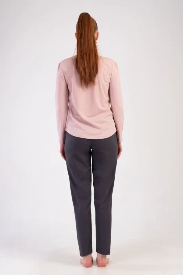 Pijamale dama, Vienetta, model Love and pamper, bumbac, uni, roz/gri - imagine 2