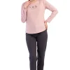 Pijamale dama, Vienetta, model Love and pamper, bumbac, uni, roz/gri