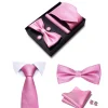 Set elegant 4 piese, MENZ®, model Class, cravata, papion, batista, butoni, roz