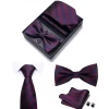 Set elegant 4 piese, MENZ®, model Class, cravata, papion, batista, butoni, visiniu/bleumarin inchis