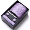 Set elegant 5 piese, MENZ®, model Charlone, cravata, ac cravatam, batista, butoni, mov/roz