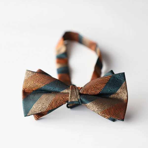 Papion elegant pentru barbati, MENZ®, model The Gentleman’s Mark, prelegat, ajustabil, maro/vernil + cutie de papion