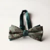 Papion elegant pentru barbati, MENZ®, model The Gentleman’s Mark, prelegat, ajustabil, vernil/maro inchis + cutie de papion