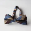 Papion elegant pentru barbati, MENZ®, model The Gentleman’s Mark, prelegat, ajustabil, maro/albastru deschis + cutie de papion