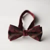 Papion elegant pentru barbati, MENZ®, model The Gentleman’s Mark, prelegat, ajustabil, visiniu/bej + cutie de papion